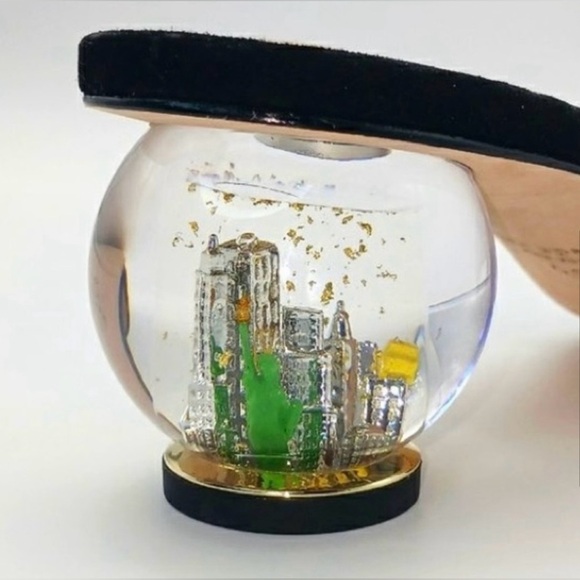 Kate Spade Black Suede Polished NYC Snow Globe Slide Sandals *Minor Flaws* - Picture 4 of 13